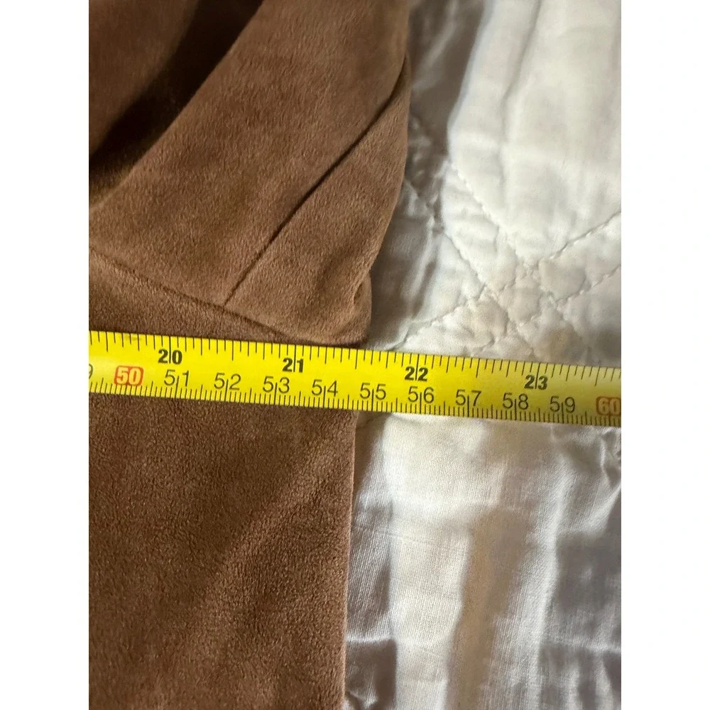 Levis Mens Faux Suede Trucker Jacket Brown Zip Front Snap Shirt Jacket Medium - Picture 11 of 13